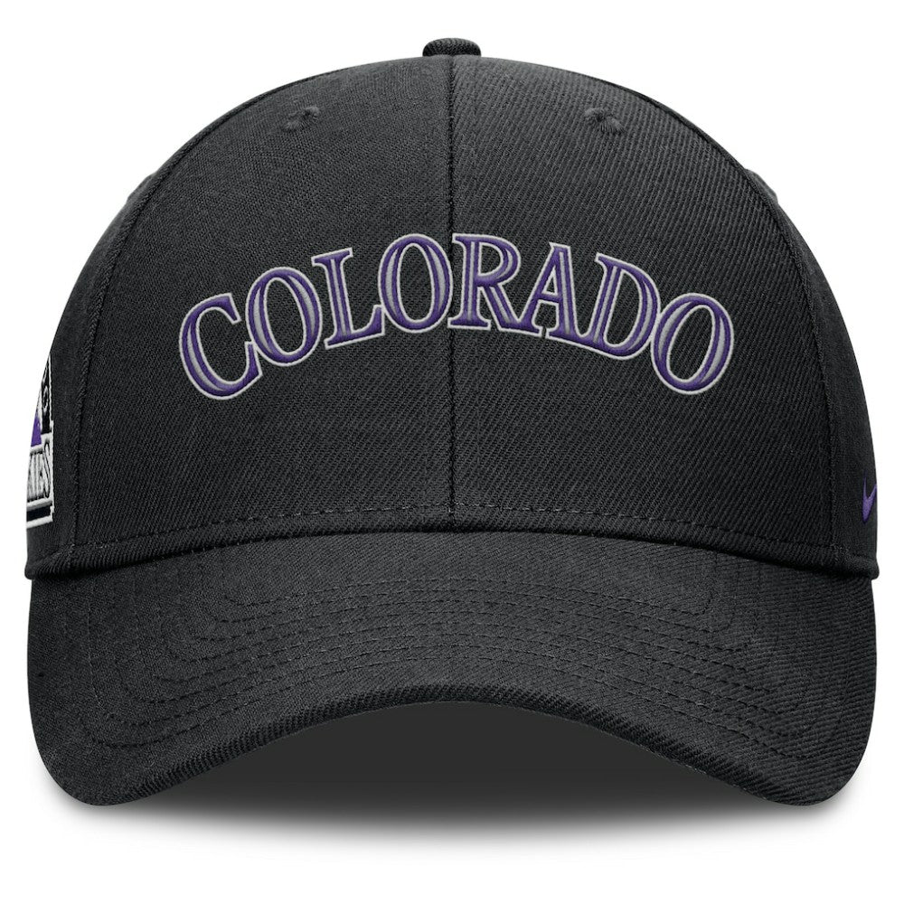 Colorado Rockies Nike Rise Gaberdine Adjustable Hat - Black - Nike on Sale