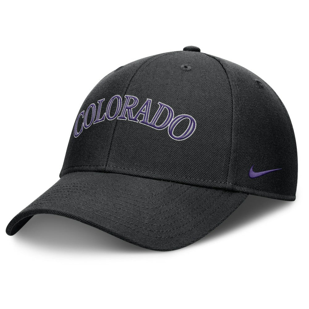 Colorado Rockies Nike Rise Gaberdine Adjustable Hat - Black - Nike on Sale