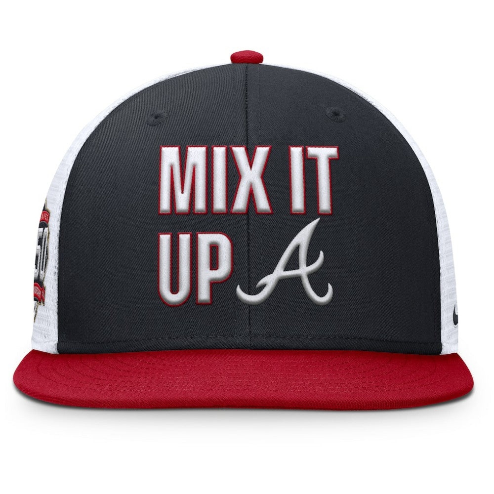Atlanta Braves Nike Pro Performance Trucker Snapback Hat - Navy/Red - Nike on Sale