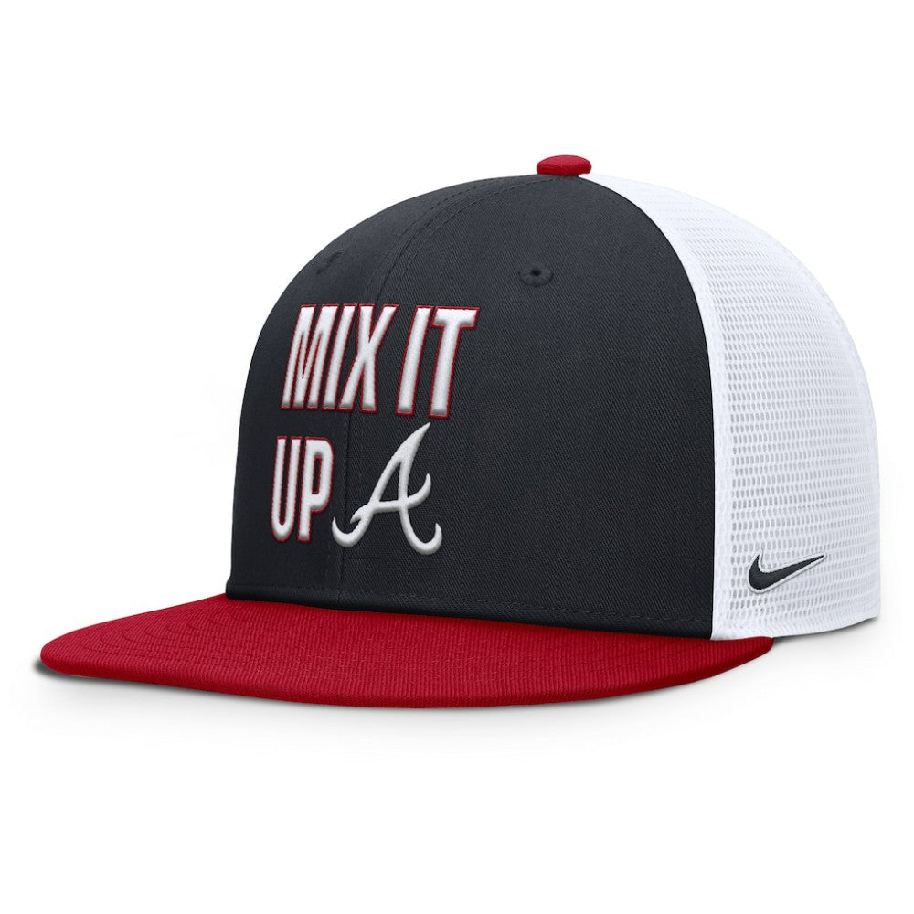 Atlanta Braves Nike Pro Performance Trucker Snapback Hat - Navy/Red - Nike on Sale