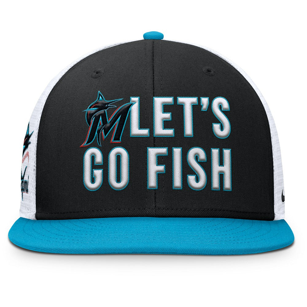 Miami Marlins Nike Pro Performance Trucker Snapback Hat - Black/Light Blue - Nike Sale