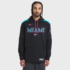 Miami Marlins Nike 2025 City Connect Authentic Collection Therma Pullover Hoodie - Black - Nike Lifestyle