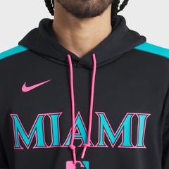 Miami Marlins Nike 2025 City Connect Authentic Collection Therma Pullover Hoodie - Black - Nike Lifestyle