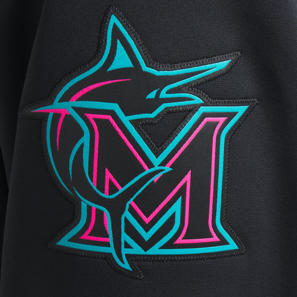 Miami Marlins Nike 2025 City Connect Authentic Collection Therma Pullover Hoodie - Black - Nike Lifestyle