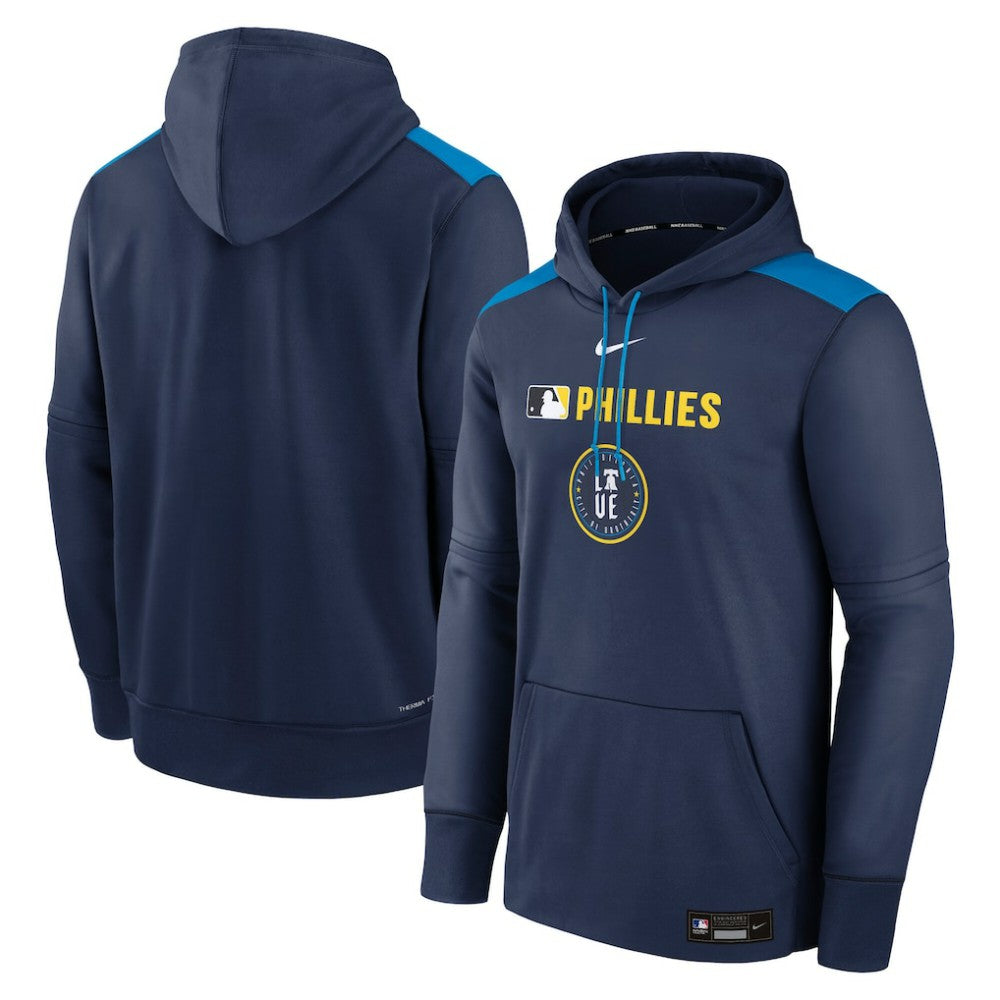 Philadelphia Phillies Nike Authentic Collection City Connect Therma Pullover Hoodie - Navy - Nike Sale