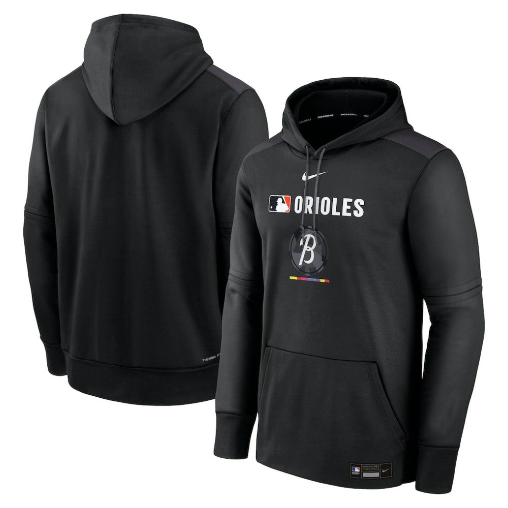 Baltimore Orioles Nike Authentic Collection City Connect Therma Pullover Hoodie - Black - Nike Lifestyle