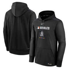 Baltimore Orioles Nike Authentic Collection City Connect Therma Pullover Hoodie - Black - Nike Lifestyle