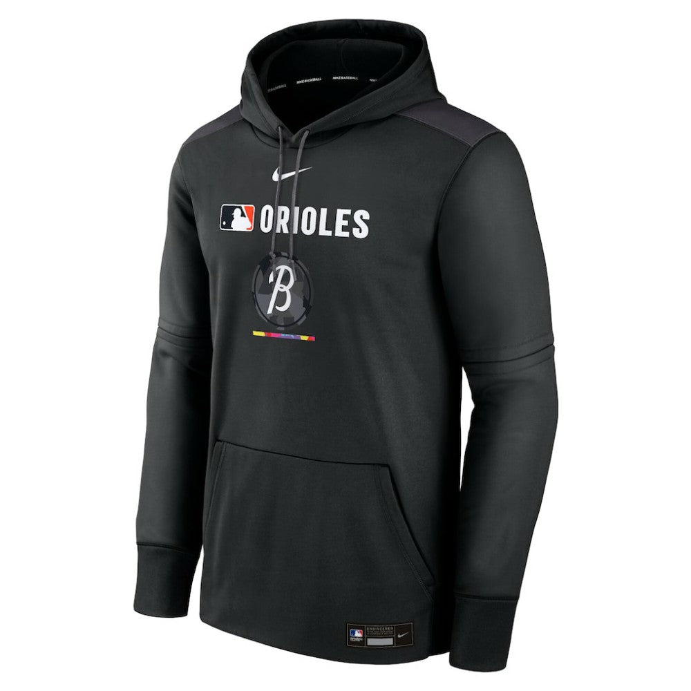 Baltimore Orioles Nike Authentic Collection City Connect Therma Pullover Hoodie - Black - Nike Lifestyle