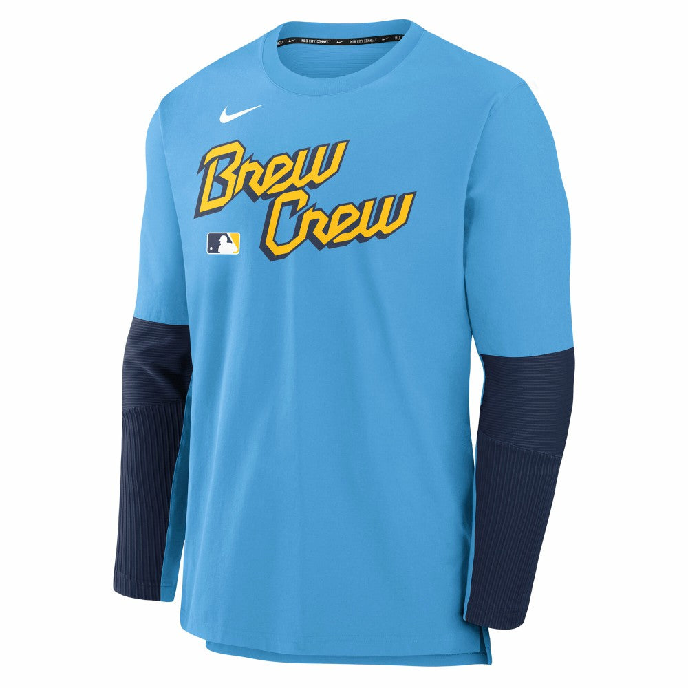 Milwaukee Brewers Nike 2025 City Connect Authentic Collection Player Dri-FIT Lightweight Pullover - Light Blue - Nike Sale