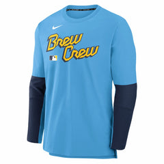 Milwaukee Brewers Nike 2025 City Connect Authentic Collection Player Dri-FIT Lightweight Pullover - Light Blue - Nike Sale