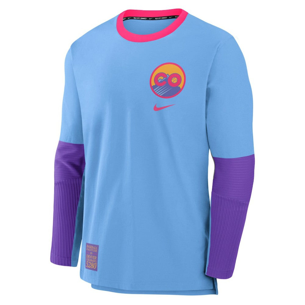 Colorado Rockies Nike 2025 City Connect Authentic Collection Player Dri-FIT Lightweight Pullover - Light Blue - Nike Discount