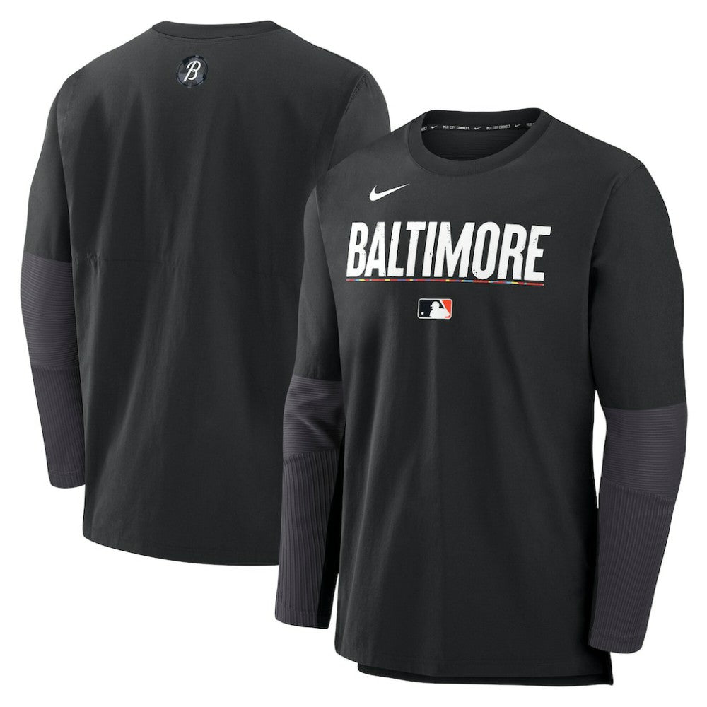 Baltimore Orioles Nike 2025 City Connect Authentic Collection Player Dri-FIT Lightweight Pullover - Black - Nike on Sale