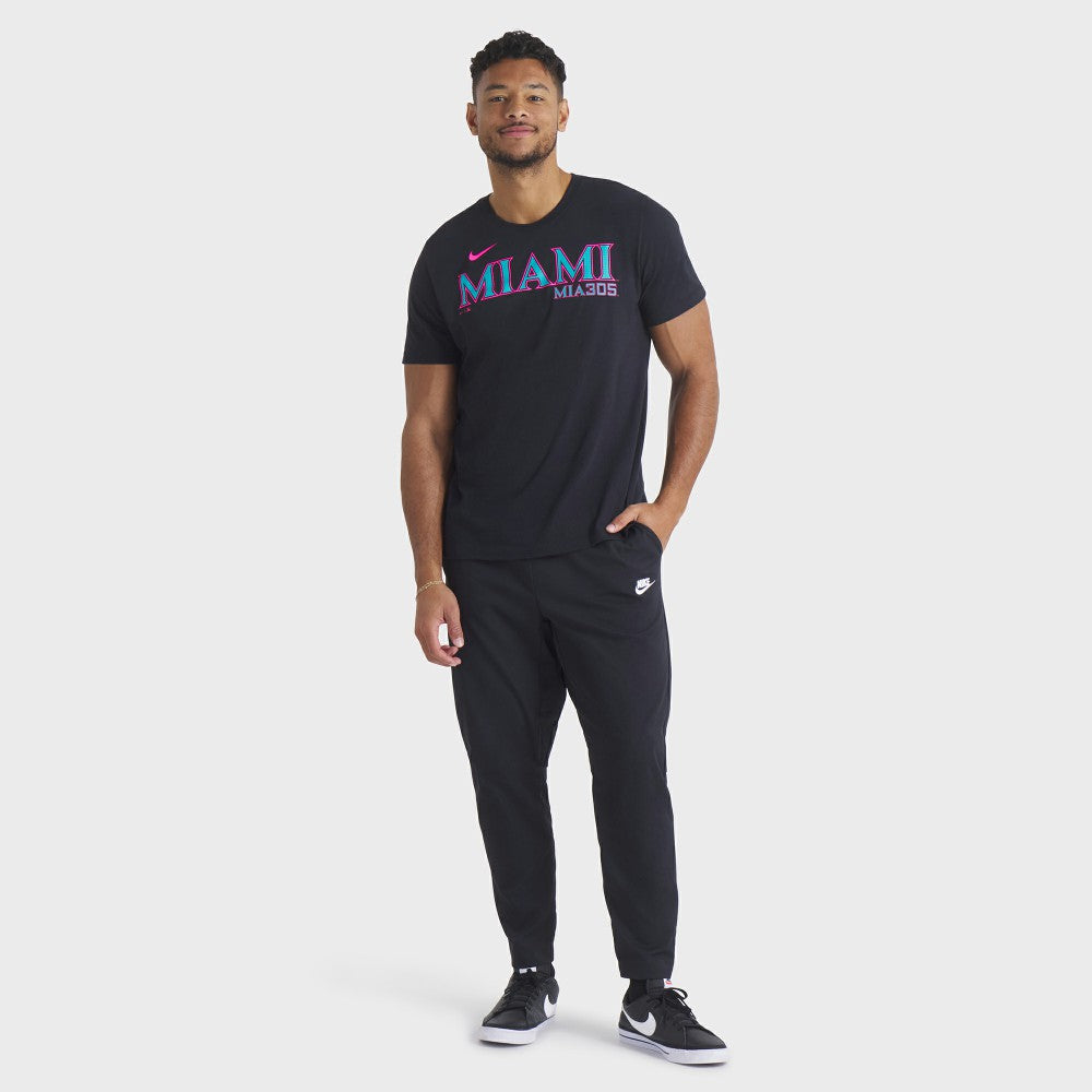 Miami Marlins Nike City Connect Wordmark T-Shirt - Black - Nike Discount