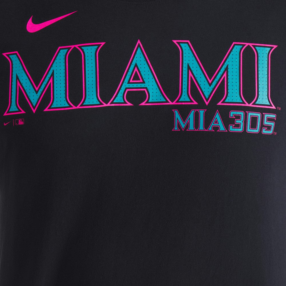 Miami Marlins Nike City Connect Wordmark T-Shirt - Black - Nike Discount