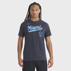 Miami Marlins Nike City Connect Script Tri-Blend T-Shirt - Heather Black - Nike Sale