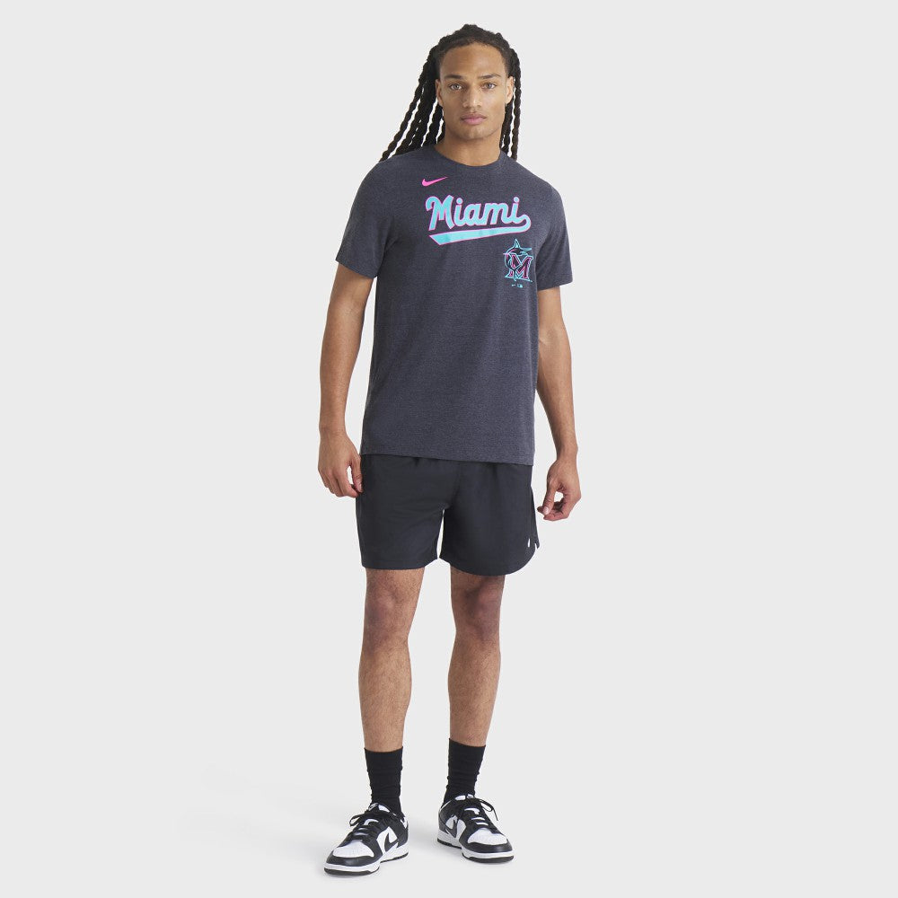 Miami Marlins Nike City Connect Script Tri-Blend T-Shirt - Heather Black - Nike Sale