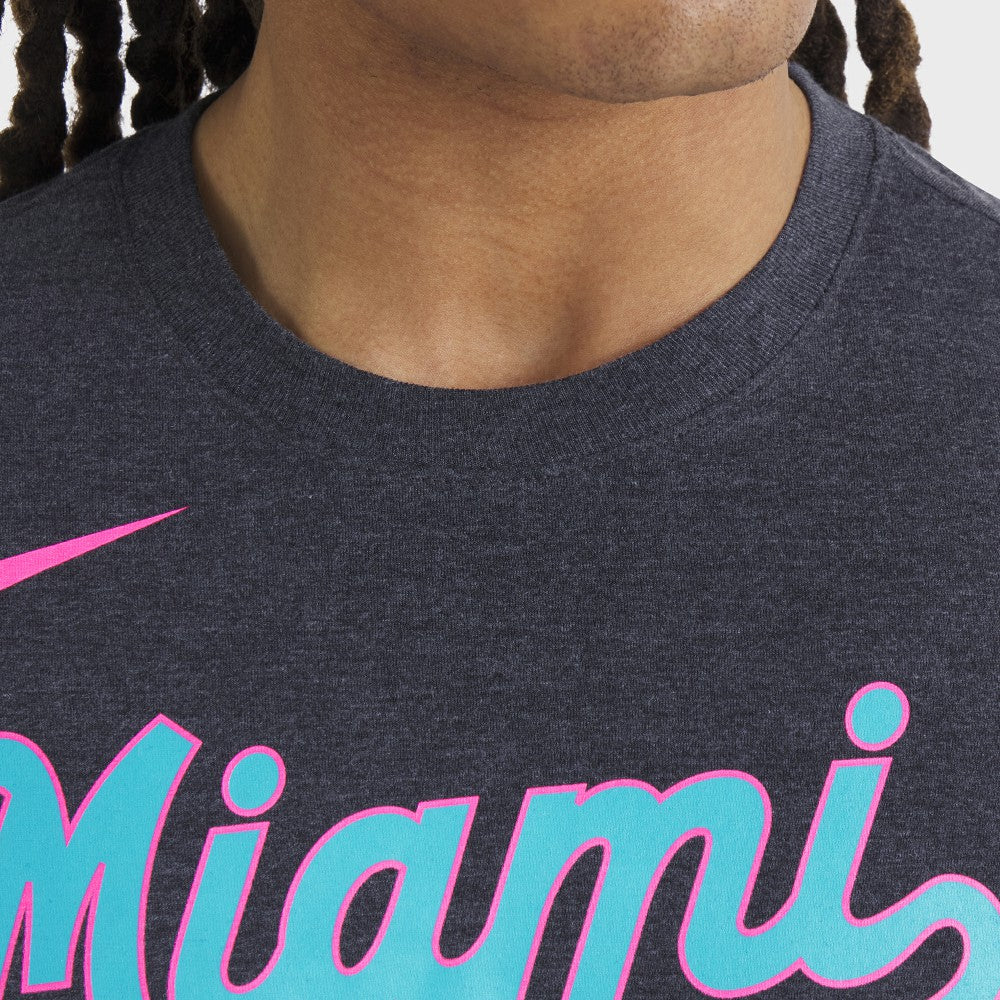 Miami Marlins Nike City Connect Script Tri-Blend T-Shirt - Heather Black - Nike Sale