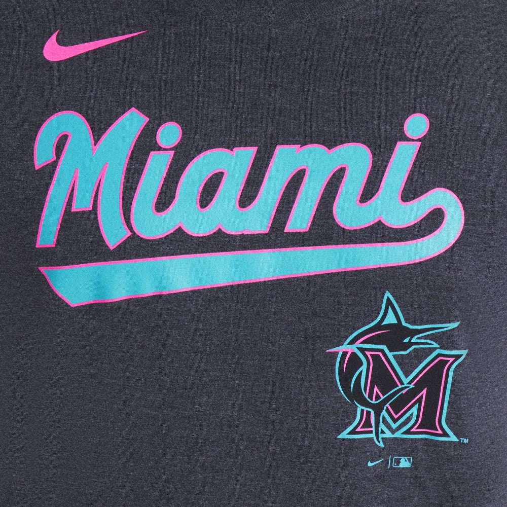 Miami Marlins Nike City Connect Script Tri-Blend T-Shirt - Heather Black - Nike Sale