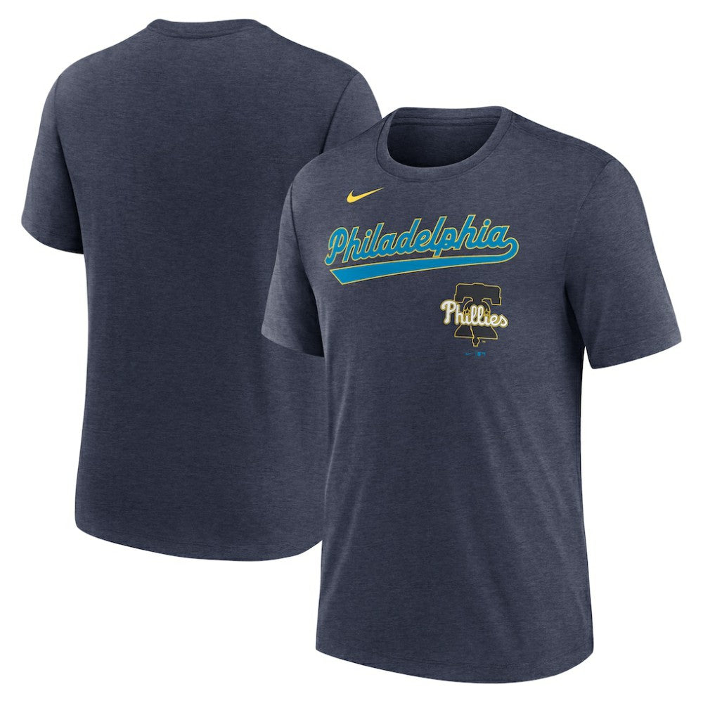 Philadelphia Phillies Nike City Connect Script Tri-Blend T-Shirt - Heather Navy - Nike Sale