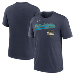 Philadelphia Phillies Nike City Connect Script Tri-Blend T-Shirt - Heather Navy - Nike Sale