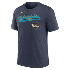 Philadelphia Phillies Nike City Connect Script Tri-Blend T-Shirt - Heather Navy - Nike Sale