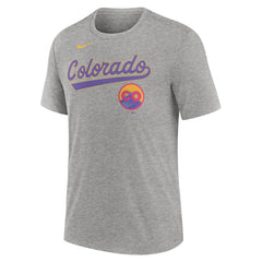 Colorado Rockies Nike City Connect Script Tri-Blend T-Shirt - Heather Charcoal - Nike on Sale