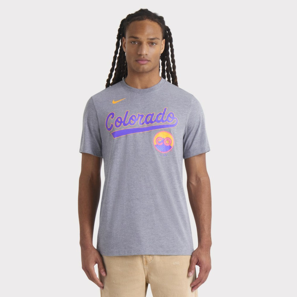 Colorado Rockies Nike City Connect Script Tri-Blend T-Shirt - Heather Charcoal - Nike on Sale