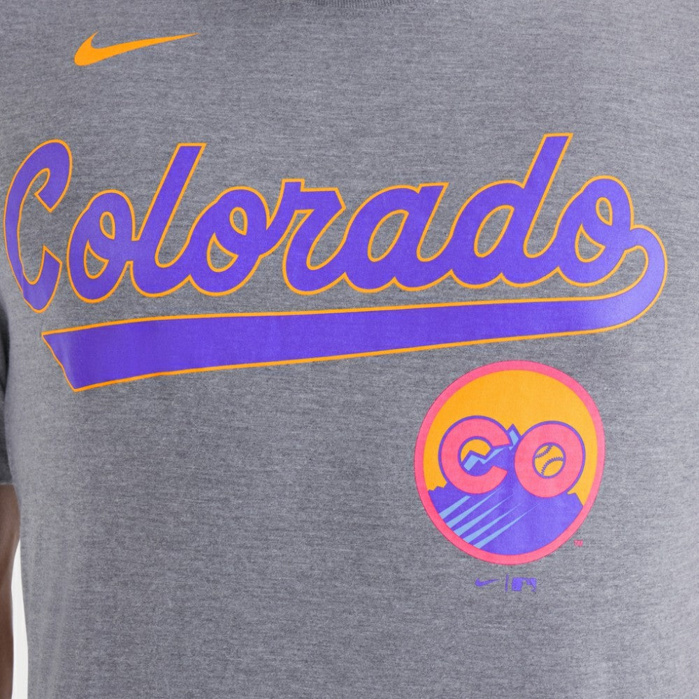 Colorado Rockies Nike City Connect Script Tri-Blend T-Shirt - Heather Charcoal - Nike on Sale