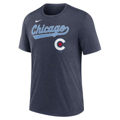 Chicago Cubs Nike City Connect Script Tri-Blend T-Shirt - Heather Navy - Nike Online
