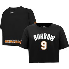 Joe Burrow Cincinnati Bengals Pro Standard Women's Player Name & Number Cropped Boxy T-Shirt Black