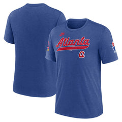 Atlanta Braves Nike Cooperstown Collection Eras Tri-Blend T-Shirt - Heather Royal - Nike Lifestyle