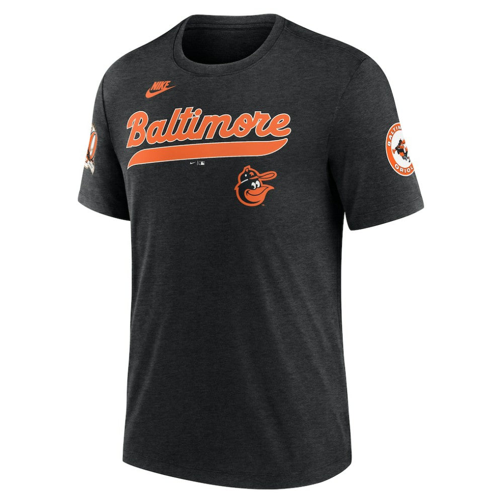 Baltimore Orioles Nike Cooperstown Collection Eras Tri-Blend T-Shirt - Heather Black - Nike Online
