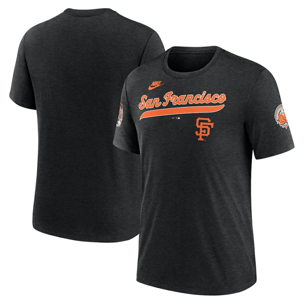 San Francisco Giants Nike Cooperstown Collection Eras Tri-Blend T-Shirt - Heather Black - Nike Sale