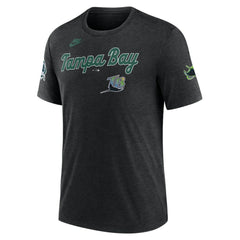 Tampa Bay Rays Nike Cooperstown Collection Eras Tri-Blend T-Shirt - Heather Black - Nike Lifestyle