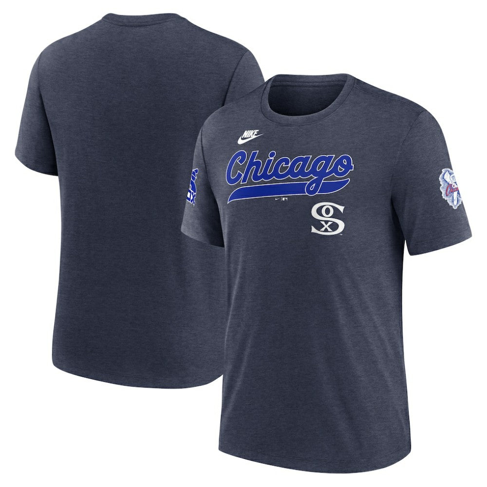 Chicago White Sox Nike Cooperstown Collection Eras Tri-Blend T-Shirt - Heather Navy - Nike Online