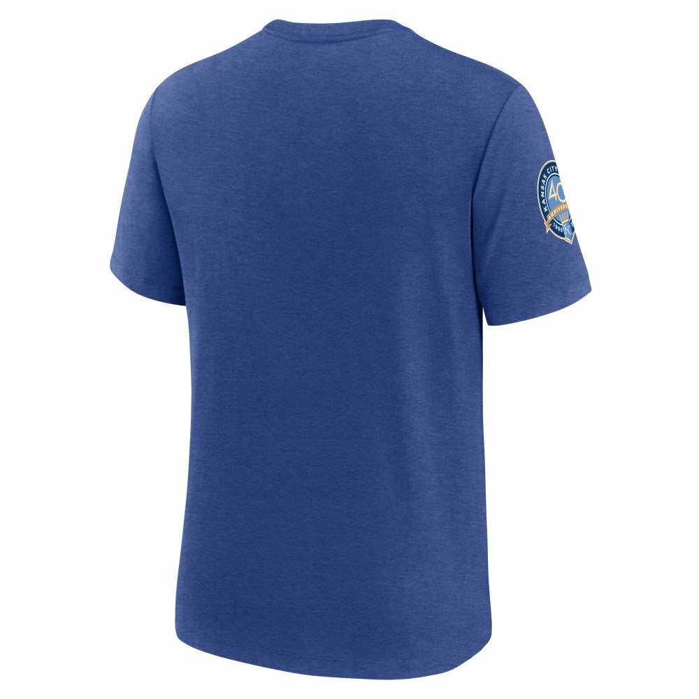 Kansas City Royals Nike Cooperstown Collection Eras Tri-Blend T-Shirt - Heather Royal - Nike Lifestyle