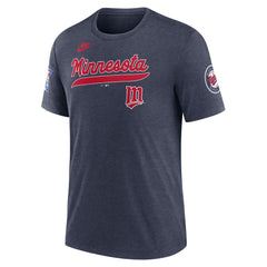Minnesota Twins Nike Cooperstown Collection Eras Tri-Blend T-Shirt - Heather Navy - Nike Lifestyle