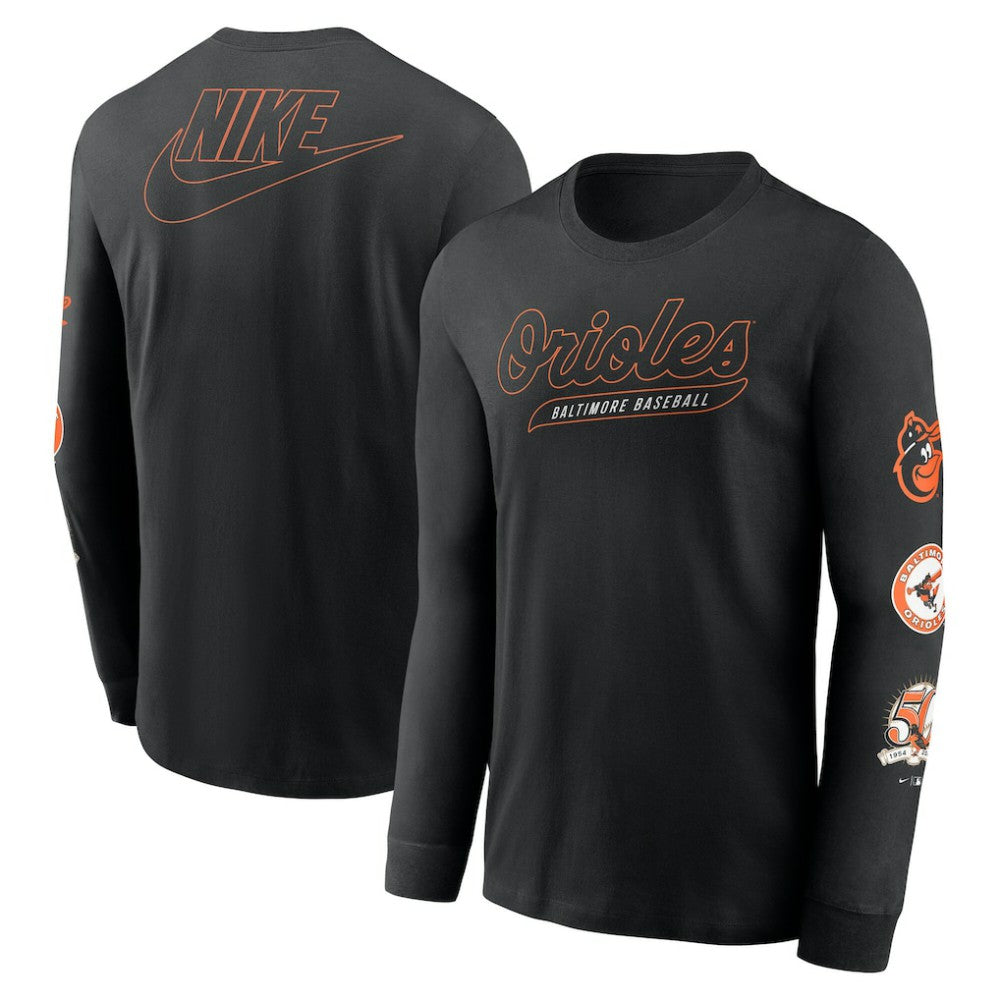 Baltimore Orioles Nike Cooperstown Collection Knockout Long Sleeve T-Shirt - Black - Nike Sale