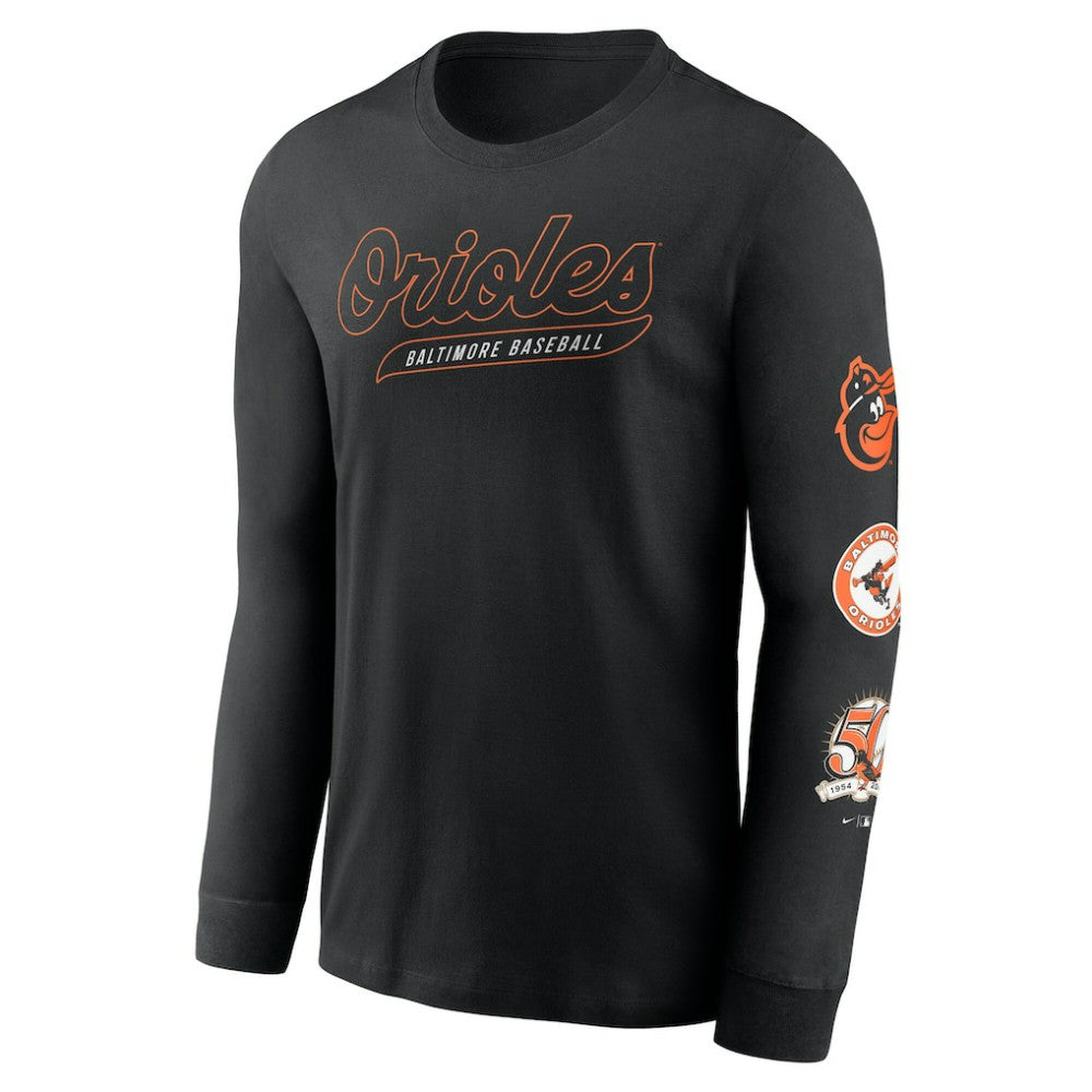 Baltimore Orioles Nike Cooperstown Collection Knockout Long Sleeve T-Shirt - Black - Nike Sale
