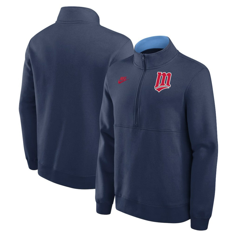 Minnesota Twins Nike Cooperstown Collection Fleece Half-Zip Pullover - Navy - Nike Lifestyle