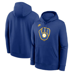 Milwaukee Brewers Nike Cooperstown Collection Logo Club Hoodie - Royal - Nike Online