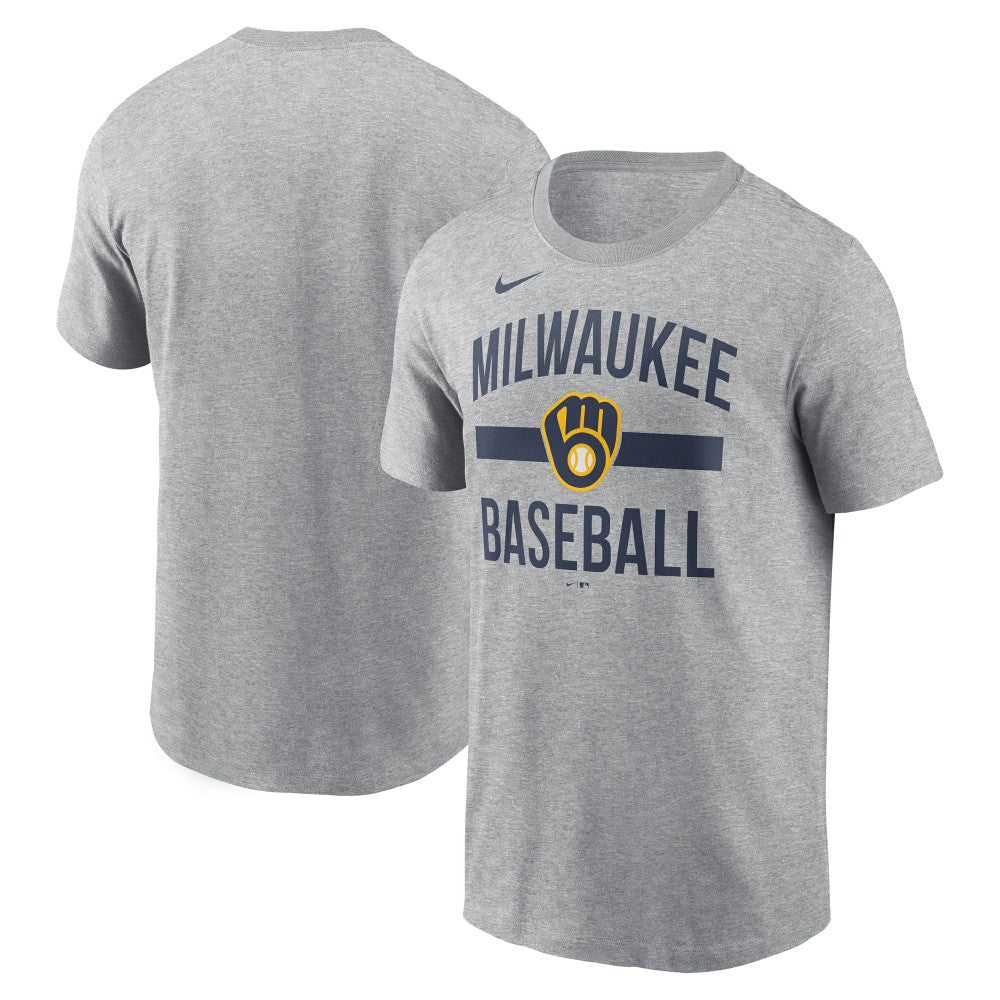 Milwaukee Brewers Nike  Arched T-Shirt - Heather Gray - Nike on Sale