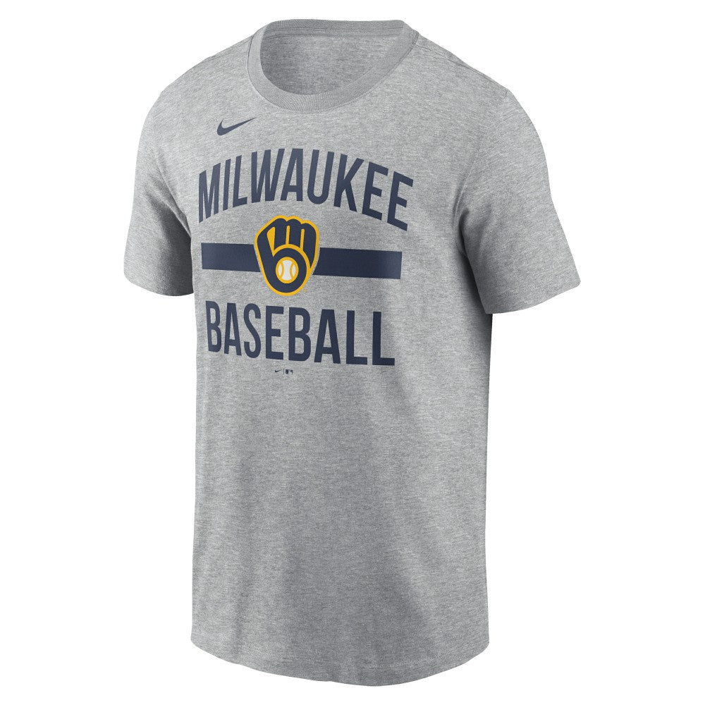 Milwaukee Brewers Nike  Arched T-Shirt - Heather Gray - Nike on Sale