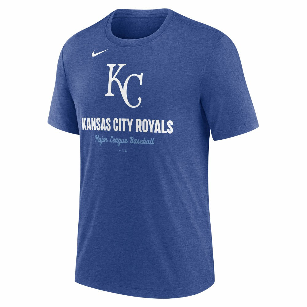 Kansas City Royals Nike Logo Tri-Blend T-Shirt - Heather Royal - Nike Sale
