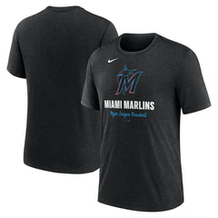 Miami Marlins Nike Logo Tri-Blend T-Shirt - Heather Black - Nike Sale