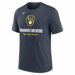 Milwaukee Brewers Nike Logo Tri-Blend T-Shirt - Heather Navy - Nike Sale