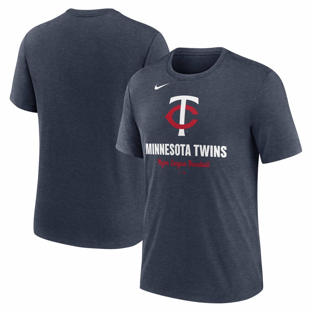 Minnesota Twins Nike Logo Tri-Blend T-Shirt - Heather Navy - Nike Lifestyle