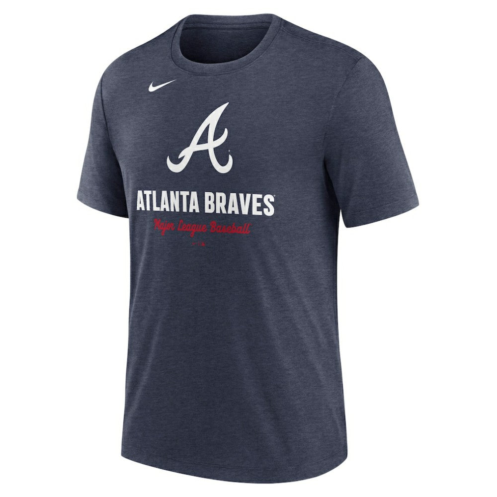 Atlanta Braves Nike Logo Tri-Blend T-Shirt - Heather Navy - Nike on Sale