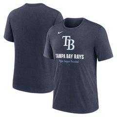 Tampa Bay Rays Nike Logo Tri-Blend T-Shirt - Heather Navy - Nike Online