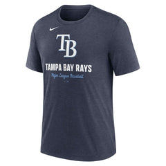 Tampa Bay Rays Nike Logo Tri-Blend T-Shirt - Heather Navy - Nike Online